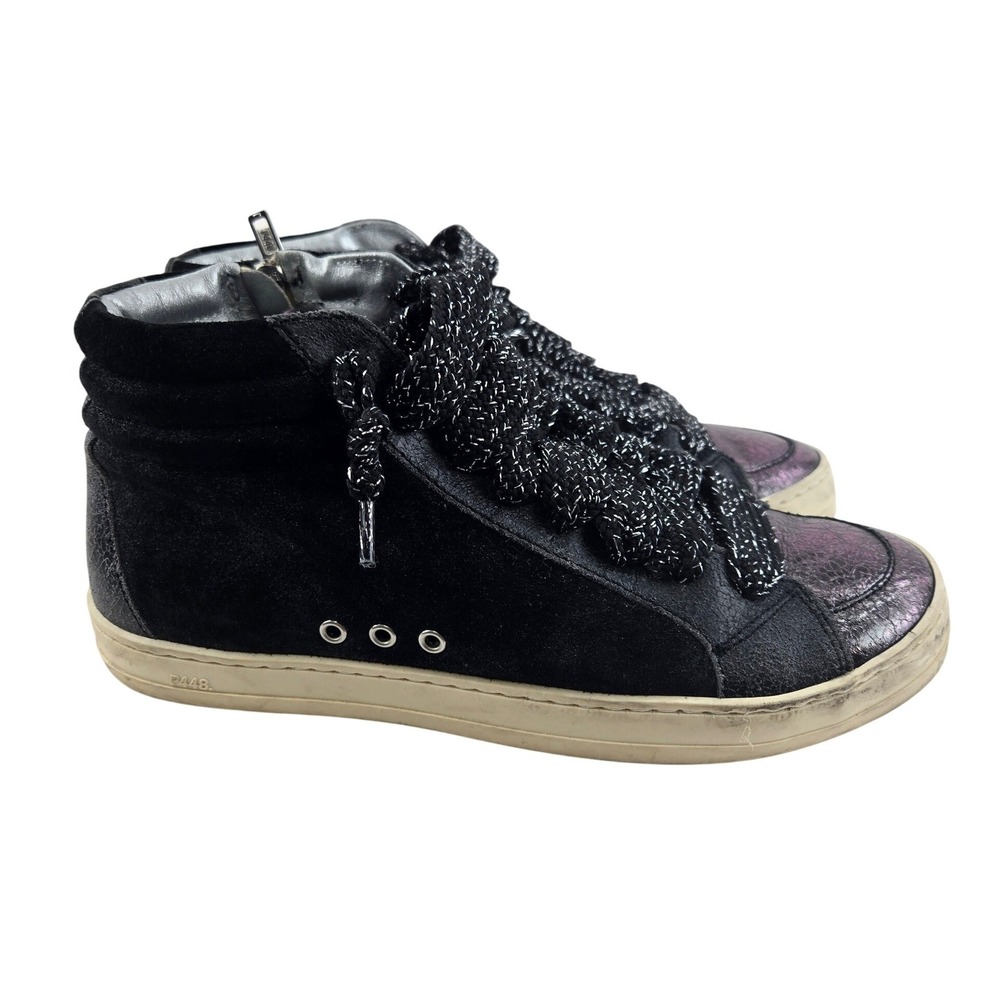 P448 Skate Boster Black Suede Metallic Purple High Top Sneakers EU 37 US 7